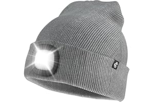 IDYLLICOMFORT BE COMFY ,BE BEST Idyllicomfort Led Lighted Beanie Hat,USB Rechargeable Hands Free Headlamp Cap, Unisex Winter Warmer Knit Hat with Light for Hiking Biking Camping Jogging, Gift for Men, Women, Teens
