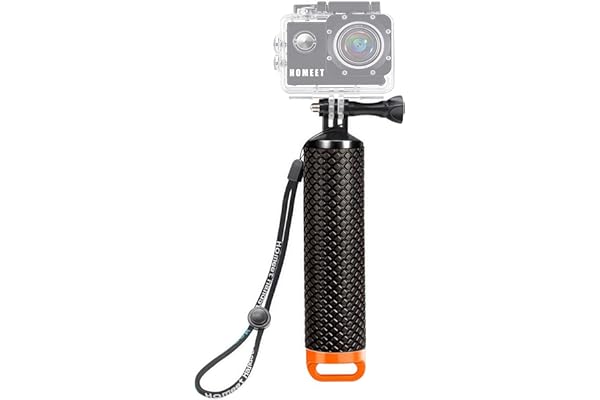 Homeet Poignée Flottant Etanche Action Caméra Grip Pôle Handle Anti-Glissant Selfie Stick à Plonger pour Sport Caméra, Orange