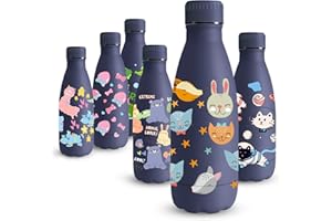 Vikaster Gourde Isotherme Enfant, 350mlGourde Inox Isotherme, Impression 3D Gourde Isotherme Petite, Gourde Reutilisable, Sans-BPA, Etanche bouteille Approprié & Enfant, Sport, école, Extérieur