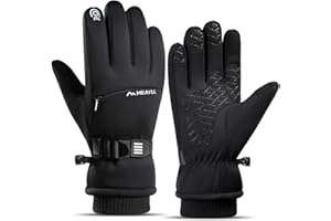 Meayll Winter Fahrradhandschuhe Herren Damen, Wasserdicht & Winddicht, mit Reißverschlusstasche & Touchscreen-Funktion, Thermo Winter Handschuhe für für MTB, Rennrad