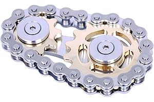 DMaos Fidget Spinner, chaîne de vélo de Liaison Spinner Design 2 Gears figity Spin Finger Games, mécanique Durable en Acier Inoxydable métallique, roulements Lisses, Jouets Premium figit - Or