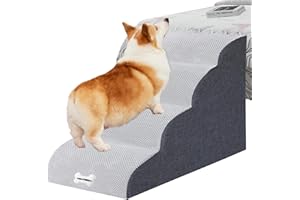 WGYTECH Dog Stairs 4 Steps Pet Stairs for Sofa and Bed High Density Sponge Dog Stairs Washable Cover & Non-Slip Base Dog Ramp Dogs and Cats L 72 x W 40 x H 50 cm