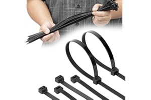 Armpow 50pcs 450mm x 9mm Long Heavy Duty Cable Tie Wide UV Resistant 80KGS/175LBS Tensile Strength for HVAC Outdoor Construction,Ultra Strong Self Locking Extra Long Zip Tie Wraps(Black)