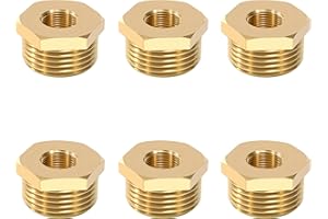 JESUSTREE Riduttore in Ottone Adattatore 1/2" auf 1/8", Filettatura Maschio a Nipplo Filettato Femmina, Adatto per Acqua Potabile, Raccordo Filettato per Tubi Dell'acqua (6 Pezzi)