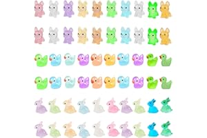 WNXBFO 60 PCS Mini Resin Animals,Resin Animals Mixed,Mini Resin Figures,Glow in The Dark Mini Animals, Resin Animals Suitable for Decorative Garden Living Room Miniature Landscape Theme Decoration