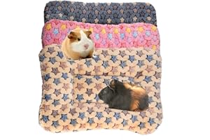 BundleMall 3 Piezas de Cama de Felpa de Animales pequeños, cálida para Cachorro Almohadilla de Felpa para Dormir, Conejo, Chinchilla, Ardilla (pequeño: 45 x 30 cm, Azul+marrón + Rosa)