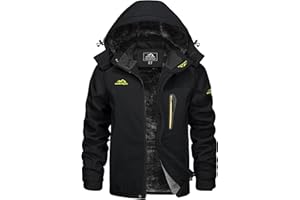 KEFITEVD Veste de Ski d'hiver Imperméable pour Homme Polaire Snowboard Vestes Pêche Randonnée Manteau avec Capuche Amovible