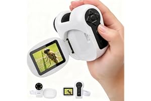 LONGZHUO Microscope for Kids with 100-1600X Zoom ＆ LED, 3-in-1 Handheld Digital Kids Microscope with1080P DV Camera, Compatible MAC-OS & Windows - Kids Science Experiment kit for Ages 4-12 (Black)