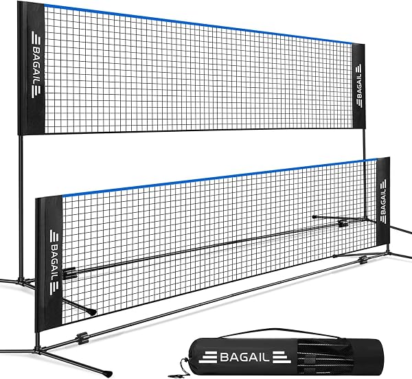 BAGAIL Red de Bádminton Plegable Hecha de Nailon con Soporte de Altura Regulable y Bolsa de Transporte, Fácil de Montar y Desmontar, Jugar al Tenis, Bádminton o Voleibol - 1