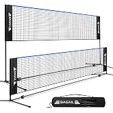 BAGAIL Folding Nylon Badminton Net with Adjustable Height Stand and Carry Bag, Easy to Assemble and Disassemble, Play Tennis,