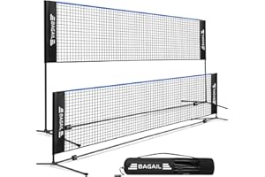 BAGAIL Badminton Net, Rete di Nylon Pieghevole, Supporto regolabile Hieght e Borsa da trasporto portatile, Facile da montare o smontare, Ideale rete sportiva ricreativa per tennis, Badminton.