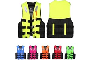 LUIVZD Swim Jacket - Kayak Life Vest,Adults Kids Life Vest Buoyancy Aid,Adjustable Unisex Swim Flotation Vest with Rescue Whistle(Yellow,L)