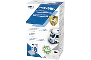 ‎WM AQUATEC Hygiene-Trio HGT-120 | Wasserhygiene Komplett-Set für Tanks bis 160L | Reinigung, Entkalkung, Desinfektion & autom. Wasserkonservierung | für Caravan, Wohnmobil & Boot | Made in Germany