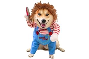 Sikweny Costume Halloween Chien Costume Chien Halloween Comprend Veste et Fausse Barbe Vetement Chat Réglable Deguisement Chat Respirant pour Costumes Festival Soirées à Thème (L)