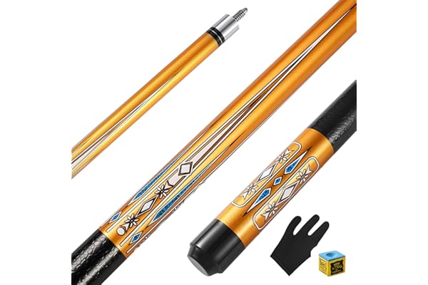 ASMPCUE Queue de Billard, 58 Pouces 19 Oz Pool Cue Stick Bâtons de Billard en Bois Dur de Pointes de 13 mm pour Joueur Professionnel de Billard