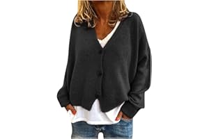 BUKINIE Womens Casual Long Sleeve Open Front Buttons Cable Knit Pocket Sweater Cardigan Jackets Plus Size