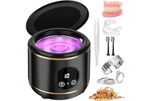 Ultrasonic U-V Retainer Cleaner, EnGiTores 230ML Retainer Cleaner Machine for Dentures Mouth Guard Aligner Whitening Tray Jewelry Watch Strap 3 Modes Ultrasonic Cleaner for Home Travel Daily (Black)