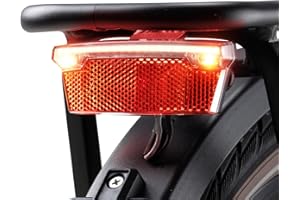 E-Mangue Feux LED pour porte-bagages de vélo avec réflecteur - Feux de freinage approuvés StVZO pour la sécurité de la conduite de nuit