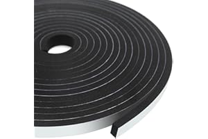 Zeqeey Weather Stripping Door Draught Excluder 12mm(W) x 6mm(T) x 6m(L) Gasket Seal Foam Adhesive Tape for Anti-Collision Soundproof Shockproof Window Door Gap