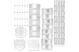 PANBEIQIWEU 30 Pezzi Portacandele in Trasparente e 100 Pezzi Stoppini per Candela, Plastica Tealight Tazze Titolari, Porta Candele Lattine Scatole Vasetti per Fai da Te Candele
