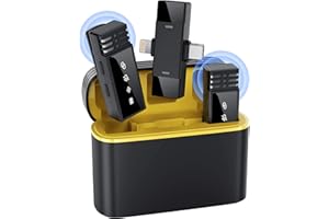 Qhot Wireless Microphones for iPhone iPad,[Lightning], Clip on Lapel Lavalier Bluetooth Microphone Gift for Video Recording,PC, Laptop, Live Streaming,Podcast,Vlog(iOS&USB-C/2Mic M1)