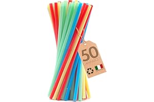 GENERICO TAP - Cannucce Colorate Dritte - Cannucce Riutilizzabili 21cm x 7mm - Cannucce Cocktail, Bar e Feste - Cannucce Made in Italy (50)