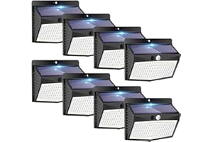 Peasur Luz Solar Exterior【8 Paquete/138 LED/3 Modos】 Luces Solares Exterior con Sensor de Movimiento,IP65 Impermeable Focos, Farolas potente para Patio, Garaje