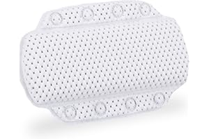 Relaxdays Badewannenkissen, Badekissen mit Saugnäpfen, Spa, Wannenkissen für Kopf & Nacken, 19,5 x 30,5 x 3,5 cm, weiß