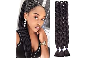 TESS 104cm Meches pour Tresses Africaine 3 paquets 495g Kanekalon rajout cheveux tresses Braids Single Hank Synthetique Braiding Jumbo Braid 104cm(3 pcs) Noir naturel