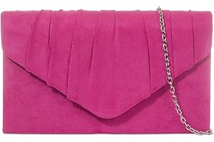 fi9® Plain Suede Pleated Wedding Ladies Party Prom Evening Clutch Hand Bag Purse