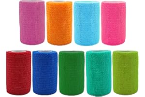 ANAMPION Selbstklebender Verband 9Rollen, 7.5cm x 4.5m Pflaster Rolle Verbandsmaterial, Elastische Binde Bandage Fixierbinde Haftbandage Selbstklebend für Sport, Handgelenk Vet Wrap Katze Hund Pferd