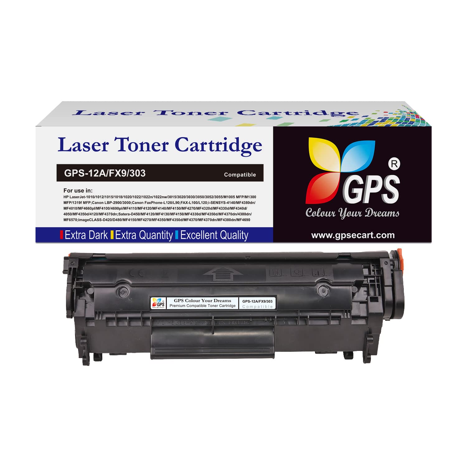 GPS Colour Your Dreams 12A / Q2612A Toner Cartridge, Compatible with HP Laserjet 1020 Plus, M1005, 1018, 1010, 1012, 1015, 10