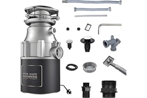 BEKASA Waste Disposal Unit For Sink, 560W Food Waste Disposer with Turbo Boosting, 3/4 HP 3400RPM Under Sink Garbage Disposal with Air Switch,4 Stage Grind,1.2L Food Waste Bin Suitable For Kitchen Sink