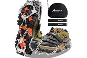 SHEEFLY Crampons Ice Cleats Traction,19 Spikes Snow Grips Ice Grippers Traction Anti-Slip Stainless Steel Spikes for Shoes and Boot,Microspikes for Running,Hiking,Climbing,Fishing,Running