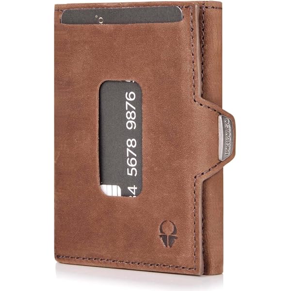 DONBOLSO Portafoglio Slim Austin In Vera Pelle Vintage - Porta Carte Minimalista Con Protezione RFID E Scomparto Per Airtag - Fatto A Mano In Europa - 4