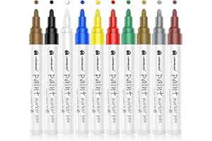 Aurobliss Pennarelli indelebili, a base di olio, impermeabili, punta a proiettile, media 2-3 mm, per metallo, plastica, vetro, legno, tessuto, pietre e pittura all'aperto