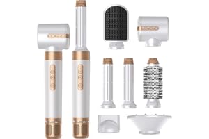 UKLISS Seche Cheveux 7 en 1, 2023 Nouveau Brosse Soufflante Set avec 7 Accessoires, Sécher, Boucler, Lisser, Donner du Volume et Coiffer, Soins Ioniques, 110000 TR/MIM Moteur à Haute Vitesse