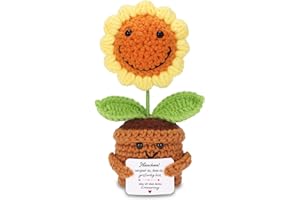 BOAITE Geschenk für Frauen - Positive Potato Kartoffel Serien Gestricktes Sonnenblumengeschenk für Mama,Freundin, Schwester & Kollegin,Geschenke zum Geburtstags Muttertag Hochzeitstag Weihnachtstag