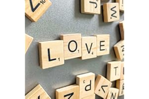 YJ PREMIUMS 100 PC Wood Magnetic Letter Tiles Magnets Big Large Square Wooden Alphabet Letters Tile Magnet Pieces for Fridge Refrigerator Wall Fun Learning Decorative Game Board for Adults