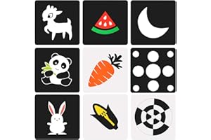 KATOOM 96STK Schwarz Weiß Blitz Karten Baby Kontrastkarten Entworfen Kontrast Flash Karten Tier Bildkarten Zahlenlern Spielzeug Frühe Entwicklung Lernkarten für Kleinkinder Neugeborene Obst Alphabet