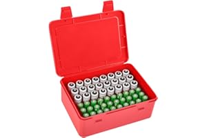FULLCASE Battery Storage Organizer Holder Holds 54 AA AAA Batteries, Box Cases Garage Container, Home Drawer Organization Dispenser (Case Only) Red