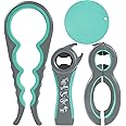 Jar Opener and Bottle Opener with Silicone Jar Gripper Pad - 4Packs Rubber Jar Opener for Weak Hands, Seniors, Arthritis, Elderly, Children, Multifunctional Bottle Opener Wall Mounted