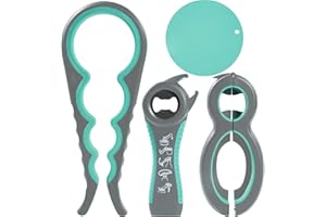 LIRCHES Jar Opener and Bottle Opener with Silicone Grip Pad - 4 Packs Rubber Jar Opener for Weak Hands, Seniors, Arthritis, Elderly, Children, Multifunctional Bottle Opener for Wall Mounting