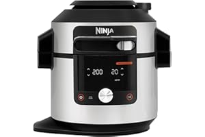 Ninja Multicuiseur Foodi MAX Air Fryer, Smart Lid, 14 fonctions de cuisson, 7.5L, Autocuiseur, Cuisson sous pression, Friture à l'air, Cuisson lente, Grill et plus, Acier inoxydable, OL750EU
