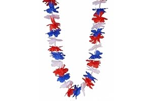 DEGUISE TOI - Collier hawaï tricolore supporter France adulte - Collier - Taille Unique - - Accessoires pour déguisement - Tissu, plastique - Laver à la main -