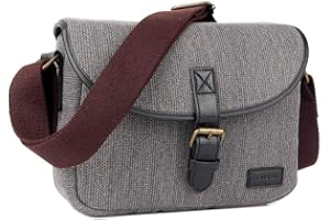 Neuleben Mała torba na aparat fotograficzny na lustrzankę systemową SLR DSLR torba na zdjęcia vintage listonoszka torba na ramię damska męska, szary, jeden rozmiar