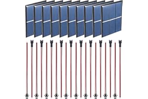 GTIWUNG 10 Stück 60X80mm Mini Monokristalline Solarzellen Solarsystem Kit,Solarmodule,Micro Solar Panels Mini Tragbare Solarzellen+10 Paar JST SM2.0 Steckverbinder mit Kabeldraht