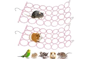 Jevnd 2 Pcs Rat Climbing Rope Net Toy for Cage, Bird Hemp Rope Perch Swing, Ladder Rope Bridge Hanging Hammock, Small Animal Activity Toy for Mouse, Mice, Parrot, Bird (Random Color)