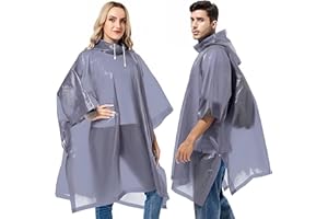GUKOY Reusable Rain Ponchos for Adults, 2 Pcs Raincoats (Pack of 1) Emergency for Women Men with Hood