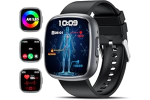 LGNITEK Smartwatch 2025 ECG/HRV/BMI/Acido Urico/Bluetooth Chiamate Orologio Saluta Uomo Donna 1.75'' AMOLED 24H 𝐆li𝐜𝐞𝐦𝐢𝐚 Pressione Sanguigna Frequenza Cardiaca SpO2 Temperatura Sonno Fitness Tracker